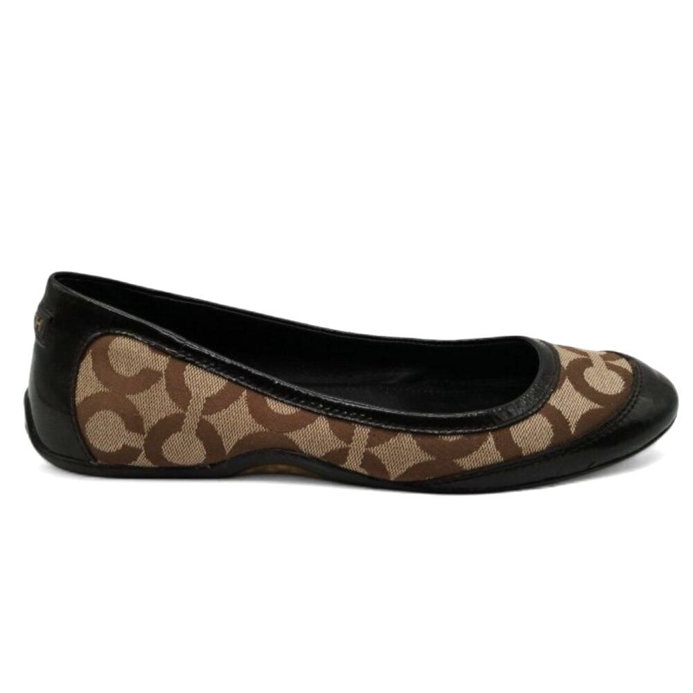Coach Size 8 Light Brown Khaki Signature Canvas Ballet Flats F007/F09 - Picture 5 of 13